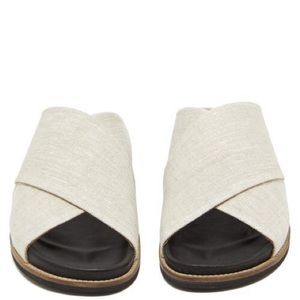 Ganni Linen Crossover Straps Slides